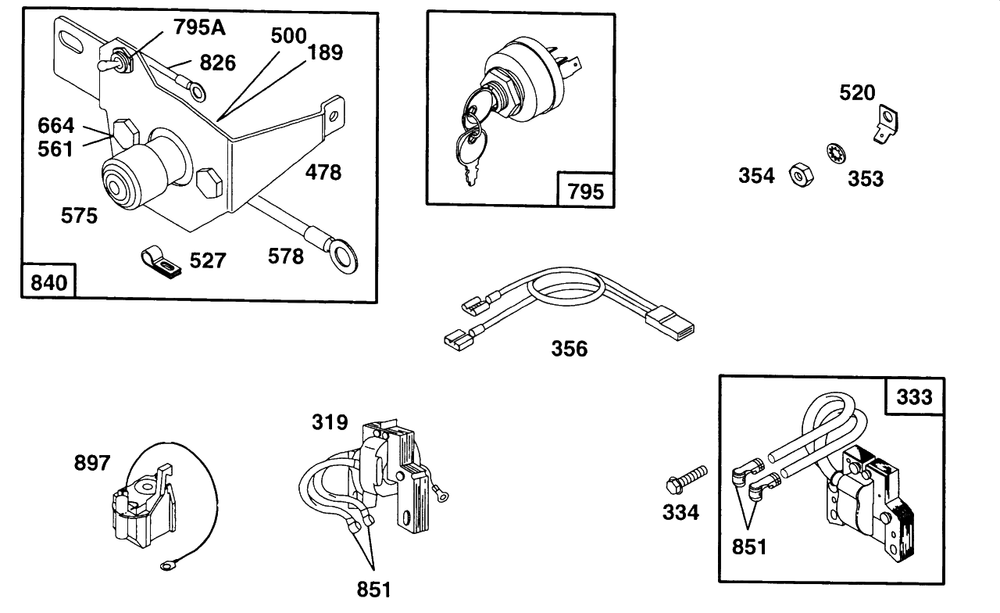 Panel Kits, Electrical Parts Diagram and Parts List for 402417-0640-XX  Briggs and Stratton Engine